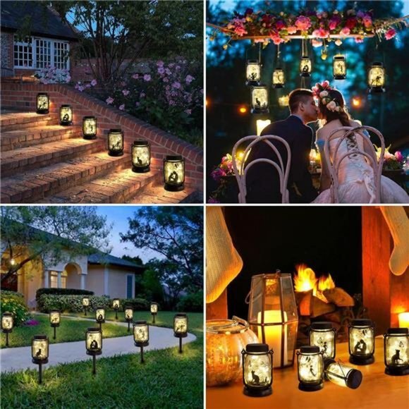 Mobile Outdoor Solar Lantern, Cat & Butterfly Fairy Light Theme‎ Garden Decor - Picture 4 of 6